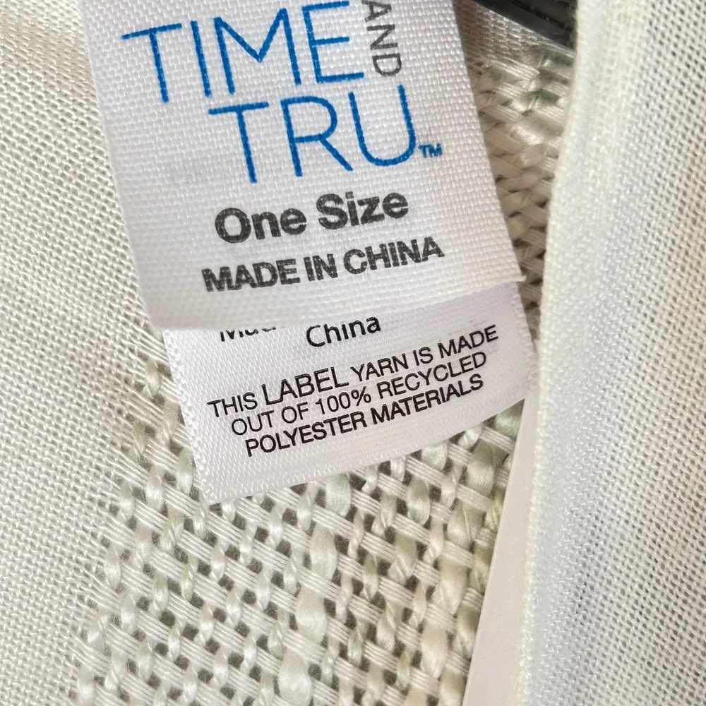 Time and Tru Ivory Stripe Layering Kimono Wrap Tassel Tie‎ TT251143 One Size NEW